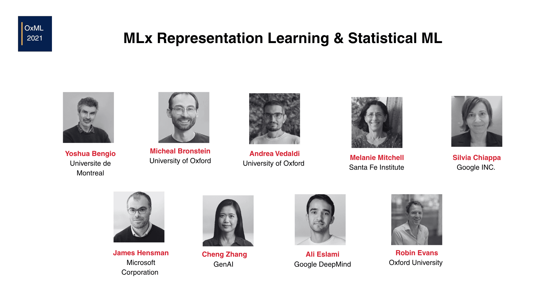 Representation Learning & Statistical ML speakers